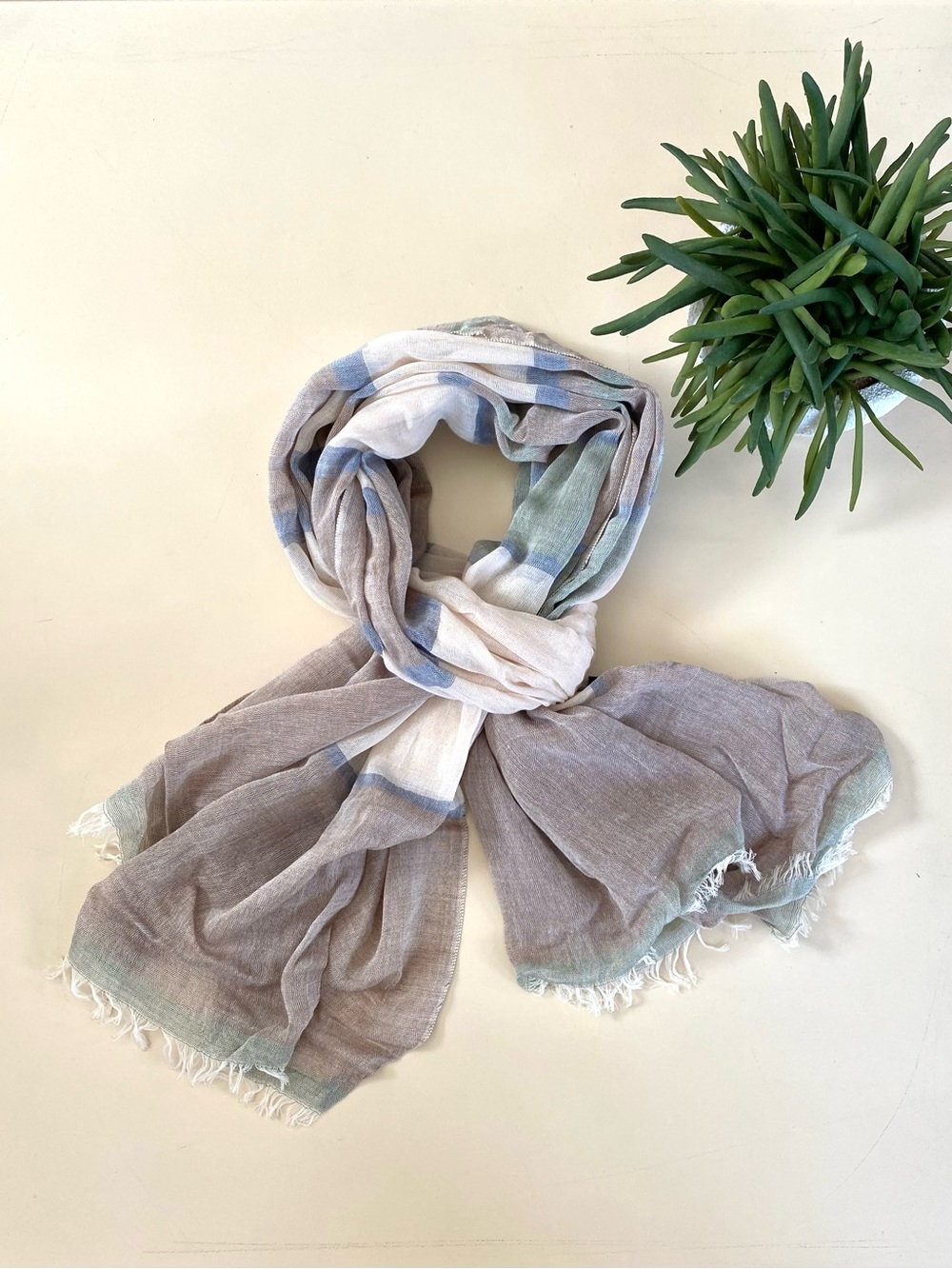 ALDO - Lightweight Neutral Stripe Colorblock Scarf